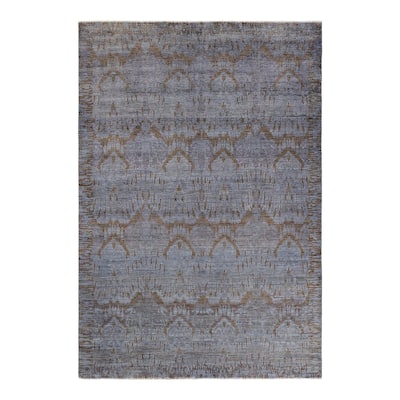 Overton Hand Knotted Wool Vintage Inspired Modern Contemporary Overdyed Gray Area Rug - 6' 2" x 8' 10"