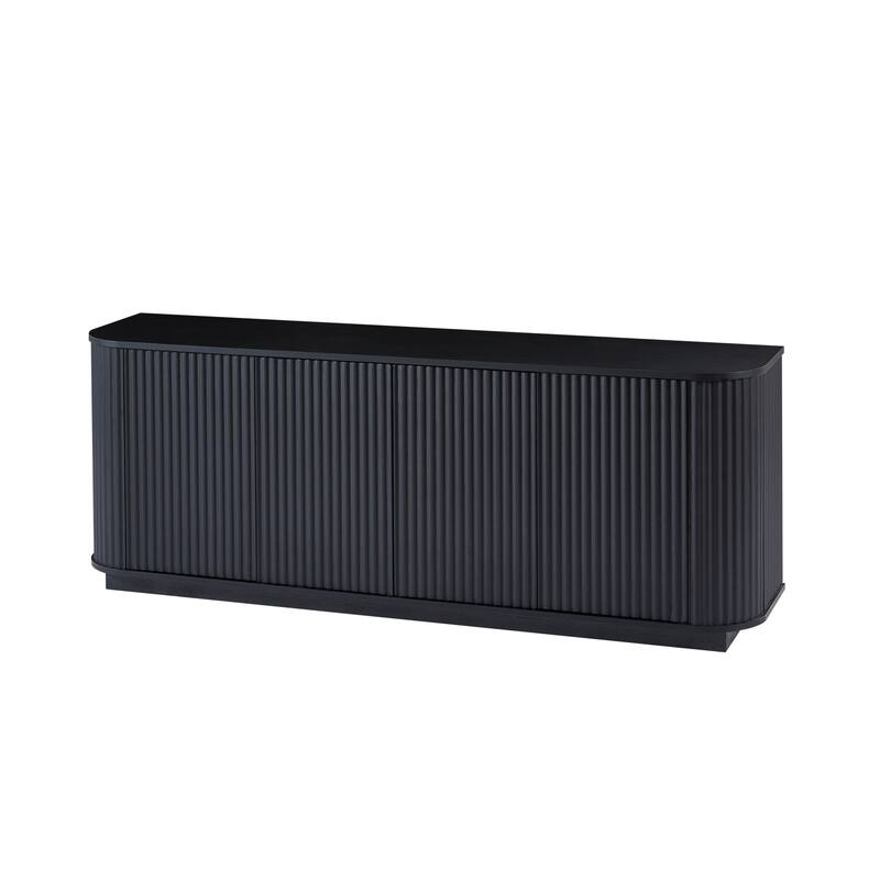 Sideboard Storage Cabinet TV Stand with Wave Pattern Buffet Cabinet Wooden Vertical Striped Cabinet for Kitchen/Bedroom/Entryway