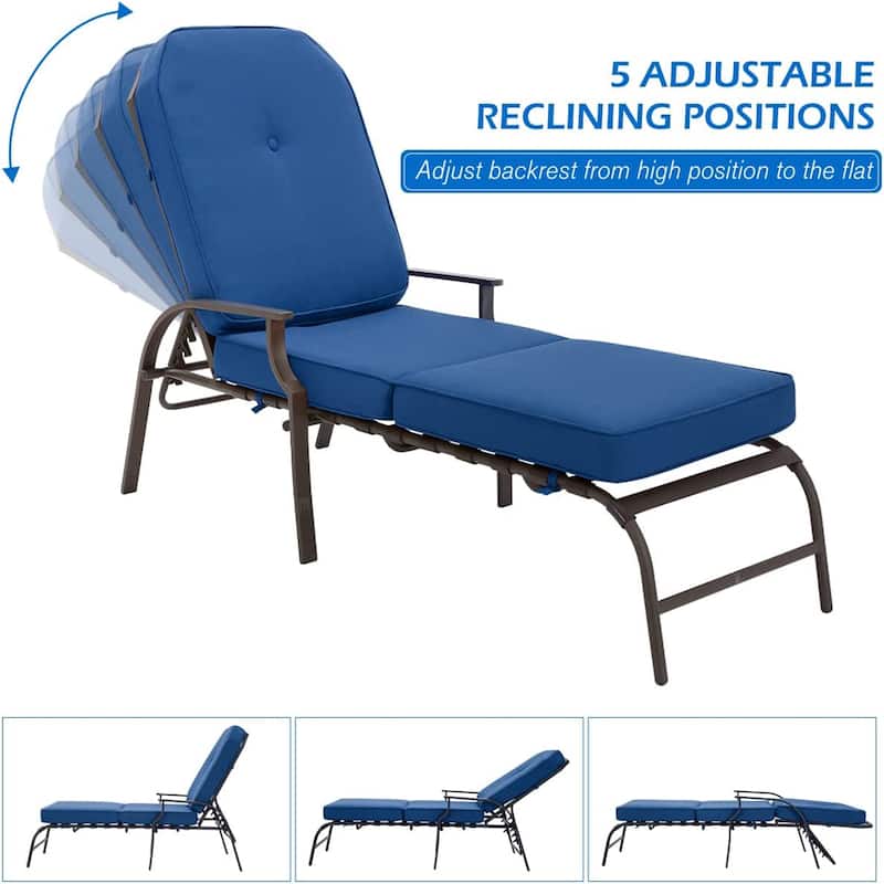 AECOJOY adjustable Outdoor Chaise Patio Lounge Chair (Set of 2)
