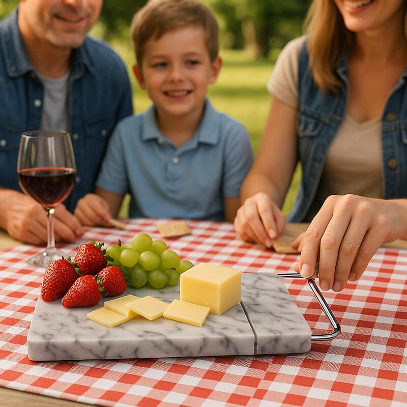 Creative Home Natural Off-White Marble 5" x 8" Cheese Slicer Butter Cutter