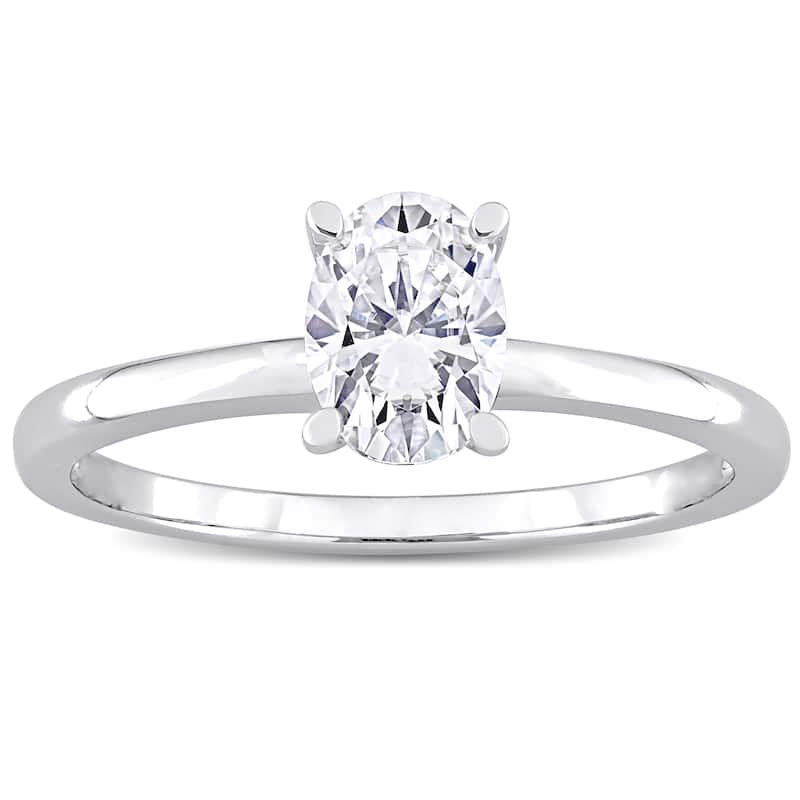 Miadora Sterling Silver 1ct TGW Oval-cut Created Moissanite Solitaire Engagement Ring