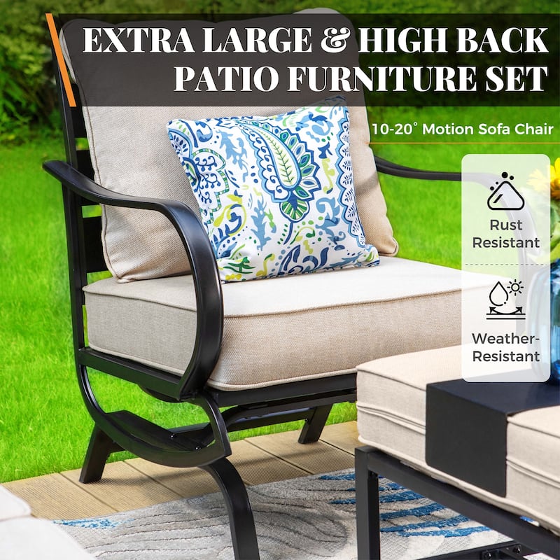 MAISON ARTS 5/7/9-Seat Patio Conversation Set, Outdoor Sofa Set with Single Sofa Chairs, 3-Seater Sofa, Ottoman and Coffee Table
