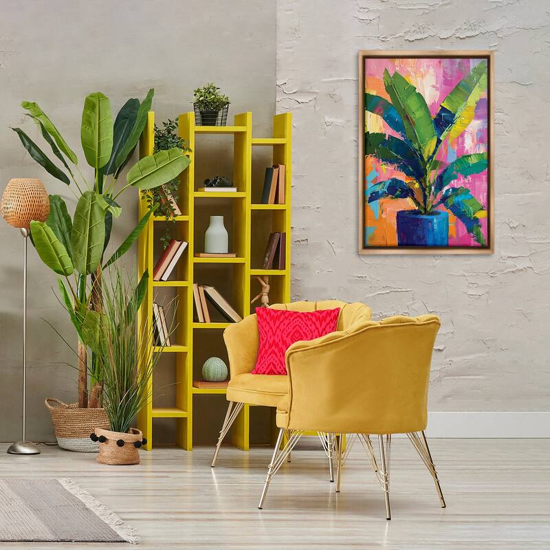 Stupell Modern Bright House Plant Framed Floater Canvas Wall Art Design By LSR Design Studio