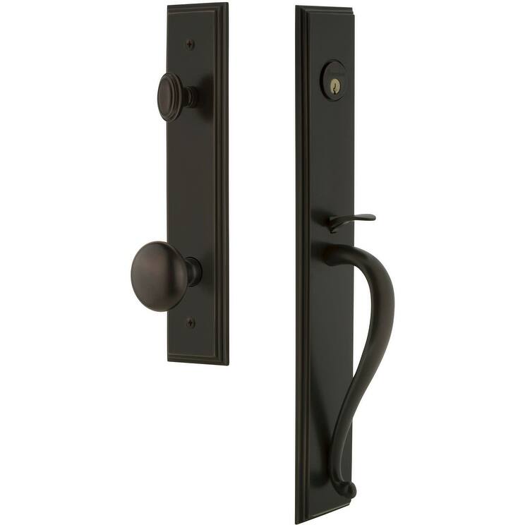 Grandeur Carre Solid Brass Rose Keyed Entry Single Cylinder "S" Grip - Timeless Bronze