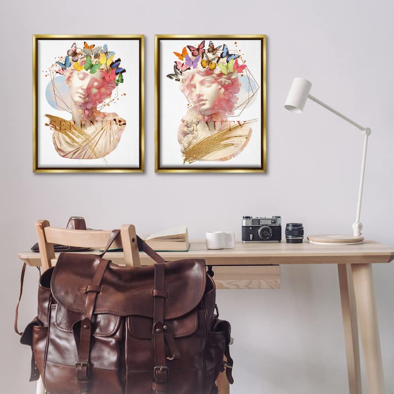 Stupell Serenity & Beauty Glam Collages Framed Floater Canvas Wall Art Design By Susan Arnot (Set of 2)