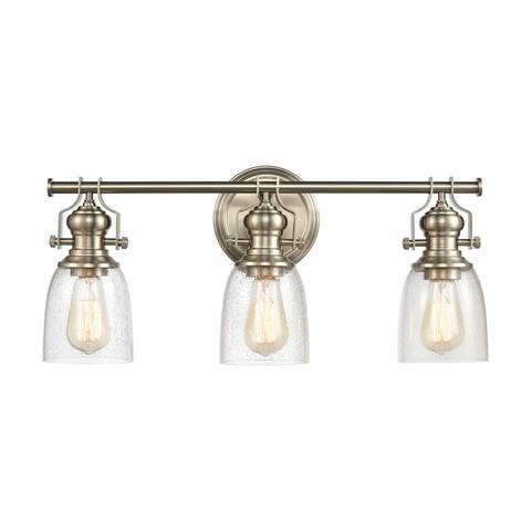 Chadwick 3-Light Vanity Light in Satin Nickel with Seedy Glass