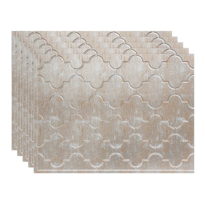 FASÄDE Monaco Decorative Vinyl Backsplash Panel - 5 Pack - Vintage Metal