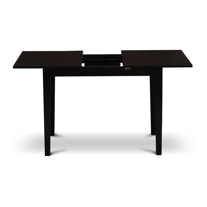 East West Furniture Kitchen Table Set- a Dining Table with Butterfly Leaf and Parson Chairs, Black (Pieces Options)