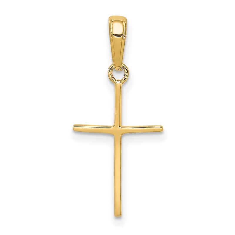Curata 14k Yellow Gold 18" Polished Stick Cross Pendant Necklace - 16x12mm