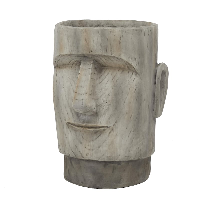 Magnesium Oxide Easter Island Head Indoor Outdoor Planter - Dark Gray or Brown - Roche River Decor