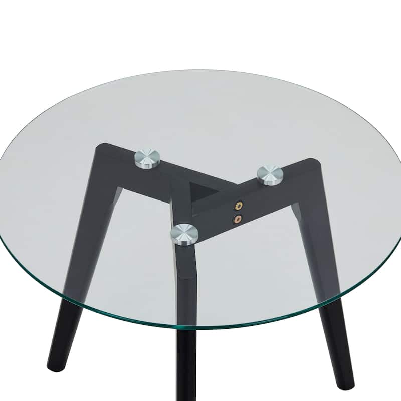 Set of Two Mixed Material Mid-Century Modern Glass Nesting Tables