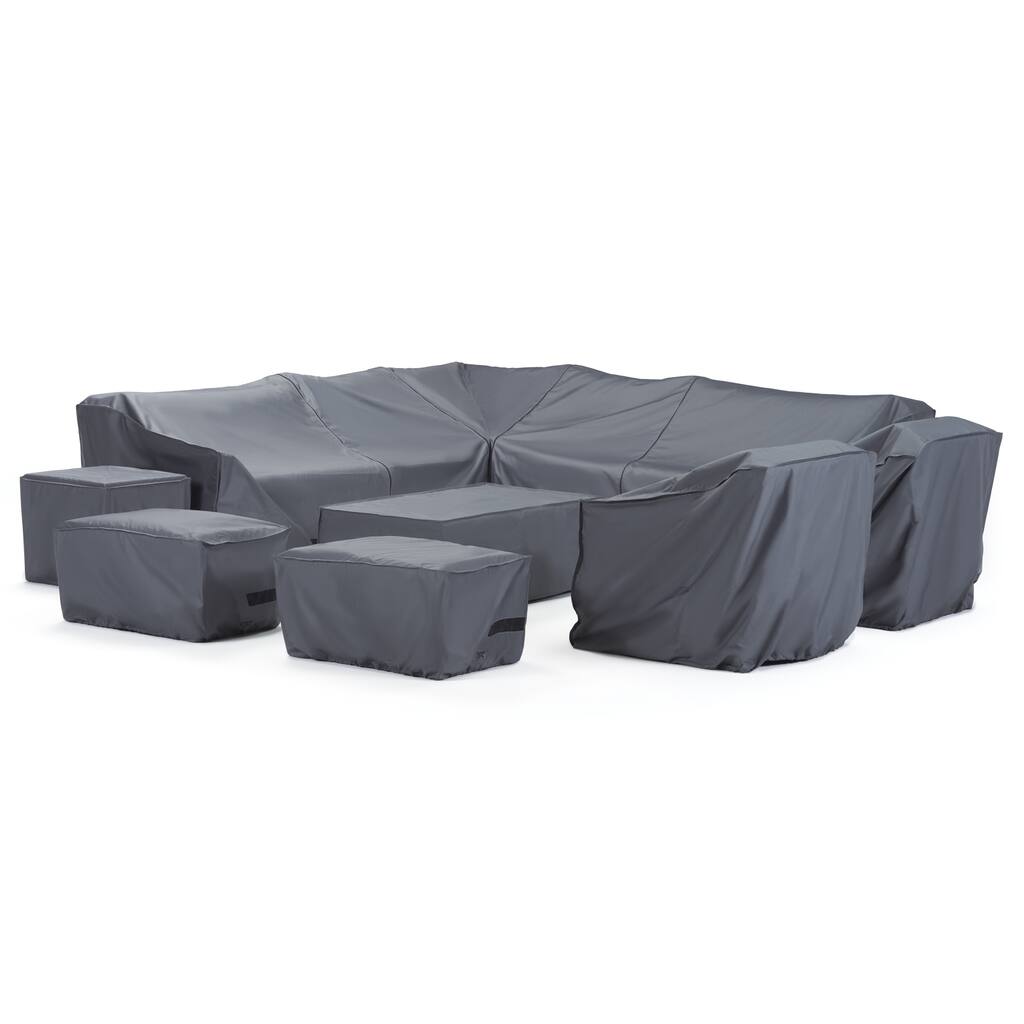 Kooper 11 Piece Polyester Outdoor Patio Small Estate Deluxe Furniture Covers - Grey