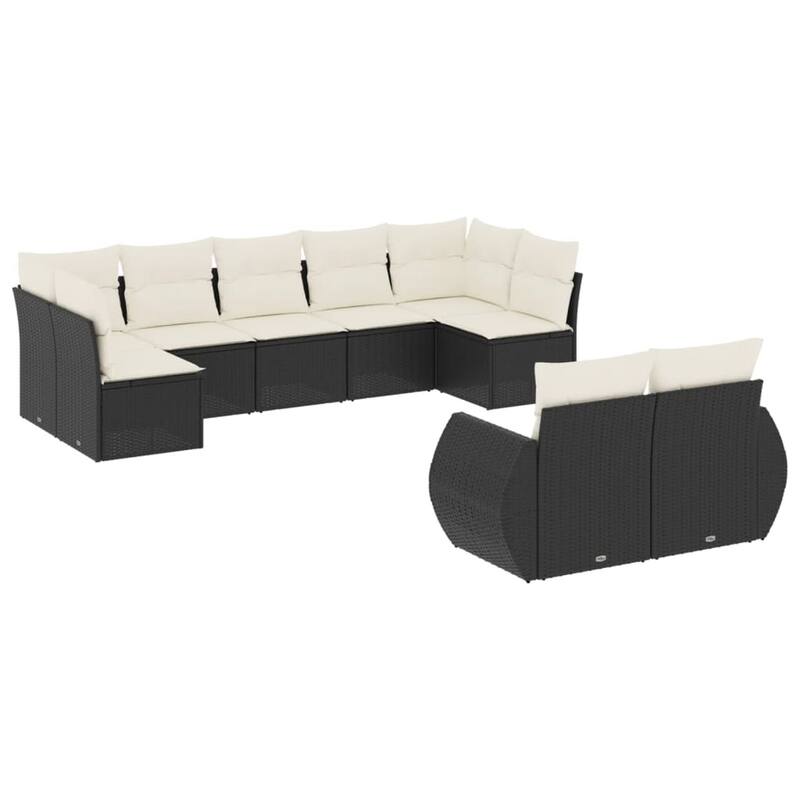 vidaXL Patio Sofa Set with Cushions Outdoor Conversation Furniture Poly Rattan