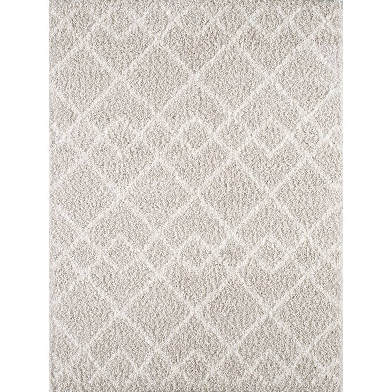 Pax Plush Diamond Trellis Shag Rug - 8'9" x 13' - Beige