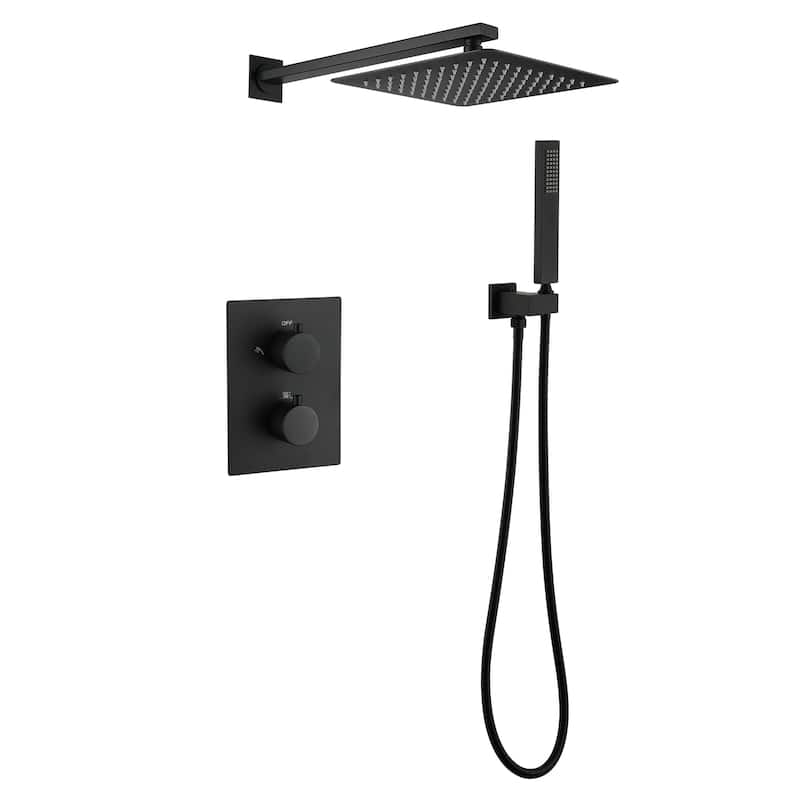 12" Wall Mounted Rain Shower Head Systems with Hand Shower
