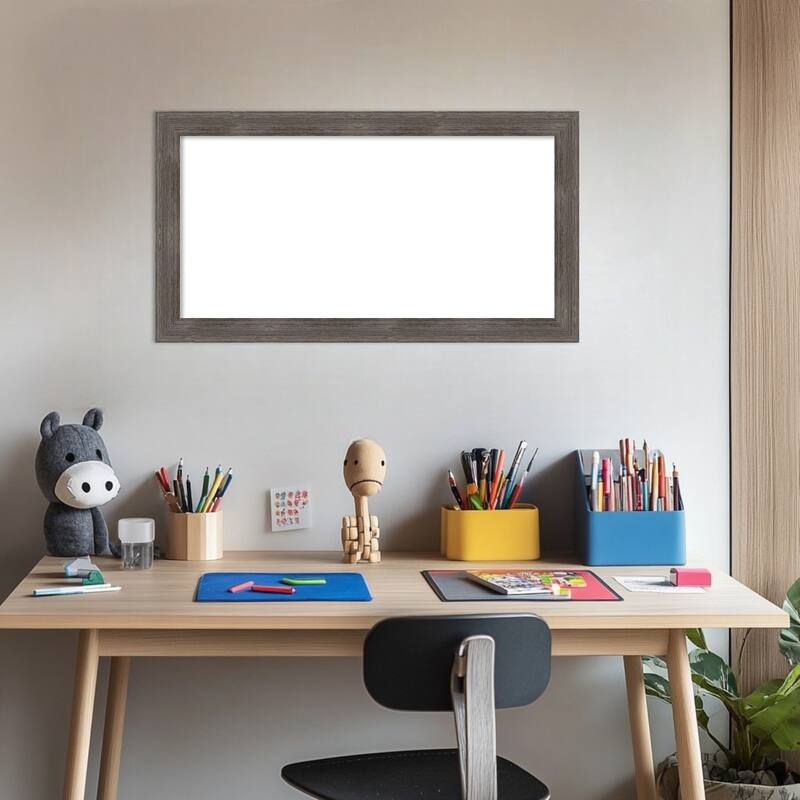 Amanti Art Pinstripe Lead Grey Framed Dry Erase Magnetic Board
