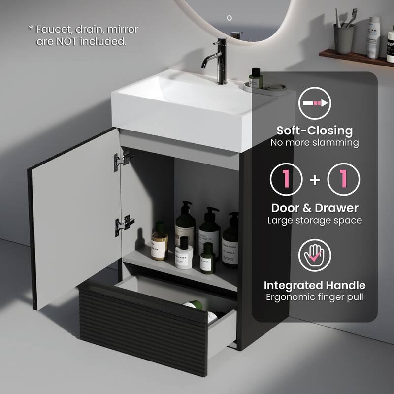 CITTANEO Gada 20'' Modern Freestanding Bathroom Vanity with Sink and Integral Basin