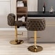 preview thumbnail 86 of 85, Modern Upholstered Pu Bar Chair Set of 2 with Back Tufted & Nailhead Gold Chrome Base, Adjustable Swivel Bar Stool