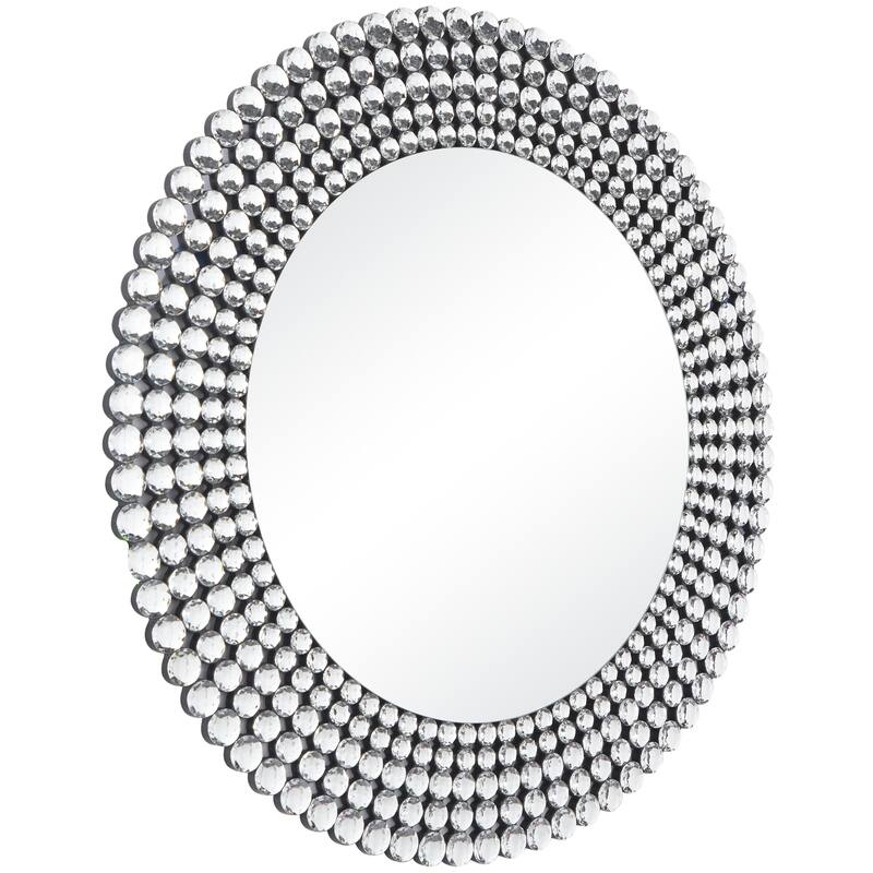 Glass Starburst Room Wall Mirror with Crystal Embellishment - Silver - Roche River Decor