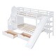 preview thumbnail 6 of 22, Twin-Over-Twin Castle Style Bunk Bed with 2 Drawers 3 Shelves and Slide