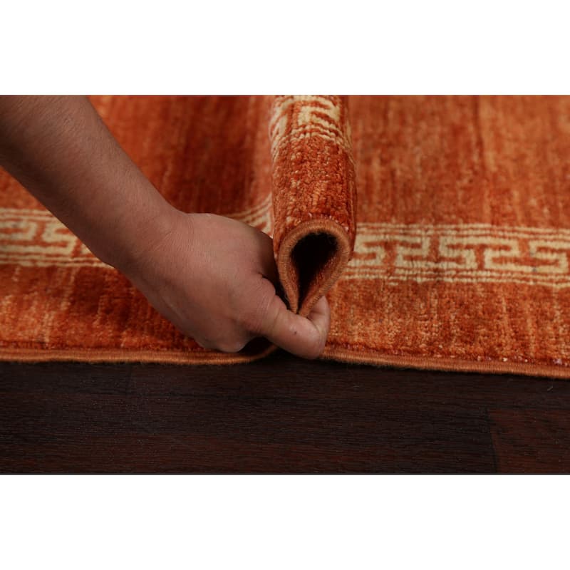 Bordered Geometric Gabbeh Kashkoli Runner Rug Hand-knotted Wool Carpet - 2'4" x 4'8"