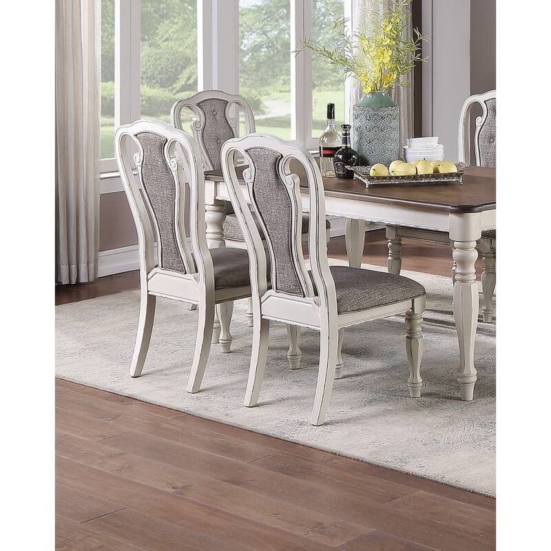 Set of 2 Dining Chairs Grey Upholstered Tufted unique Design Chairs