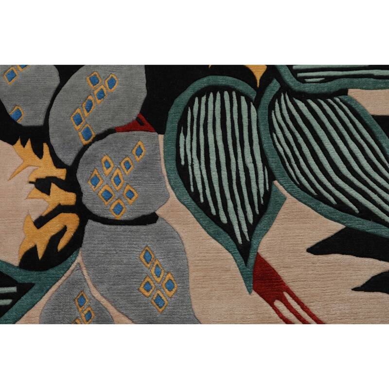 8'8''x11'8'' Hand Knotted Wool Ivory Tibetan Art Deco Plush Pile Rug - 8' 8'' x 11' 8''