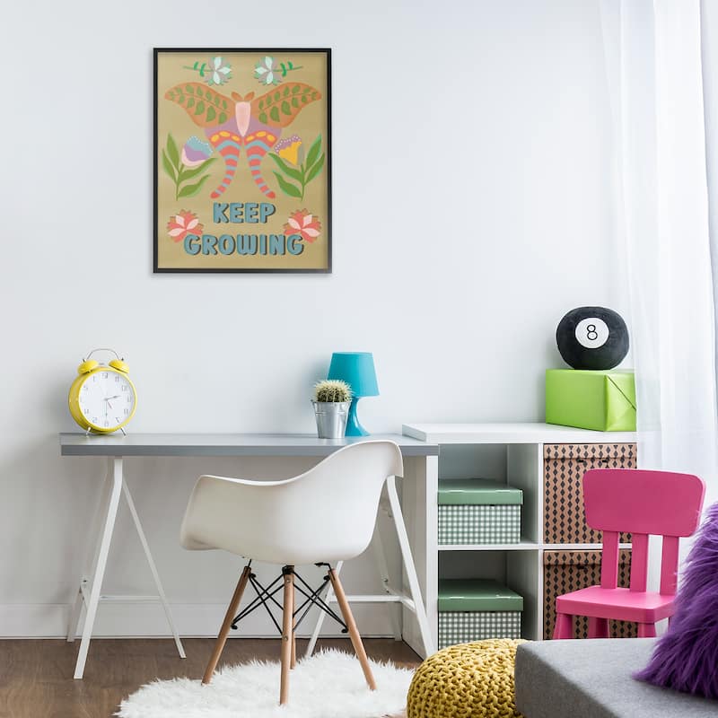 Stupell Keep Growing Butterfly Framed Giclee Art Design By Julia Fox