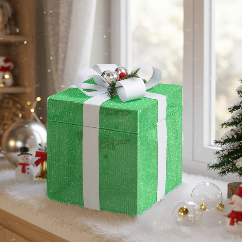 12in Motorized Gift Box Christmas Decorations with Motor