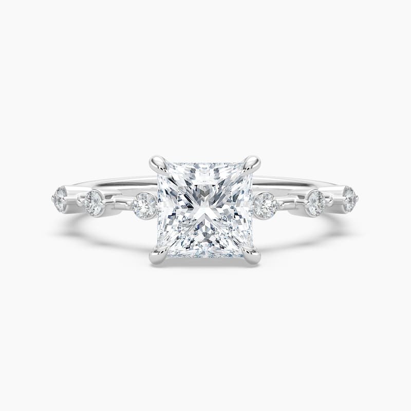 Auriya 14k Gold Princess Lab Grown Diamond Station Hidden Halo Engagement Ring 1.00 to 5.00 ct. tw. (F-G, VS) - 6.5 - 4.00 carats - White