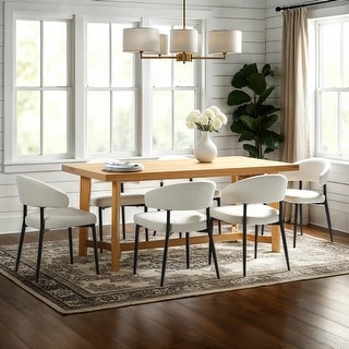 Walker Edison 7-Piece Rustic Solid Oak Wood Dining Table with ...