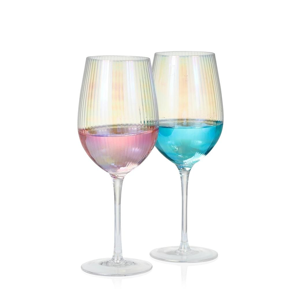 Iridescent Wine Glass set of 2/4/6, 19 oz Pretty Cute Cool Rainbow Colorful  Halloween Glassware - 9.50W x 3.50H - Bed Bath & Beyond - 34550386