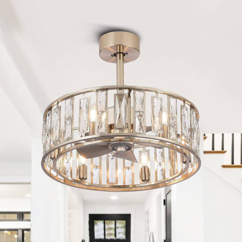 20-in Nickel Indoor Cage Ceiling Fan with Light Remote (5-Blade)