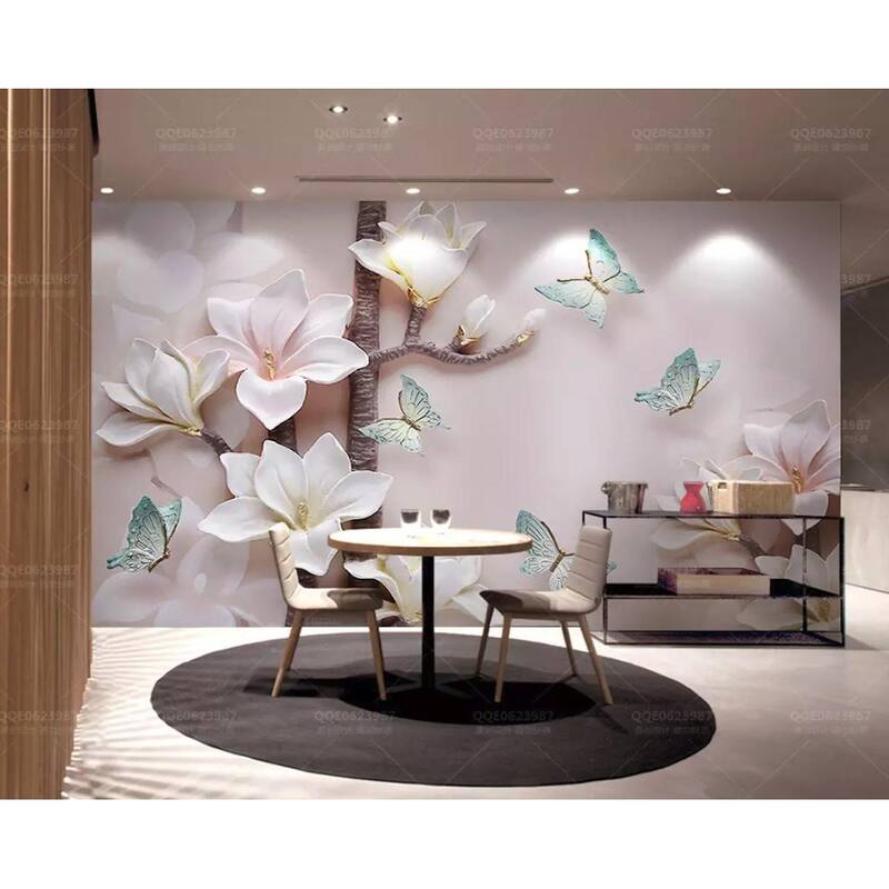 GK Wall Design 3D Blue Butterfly Floral Minimalist Removable Wallpaper