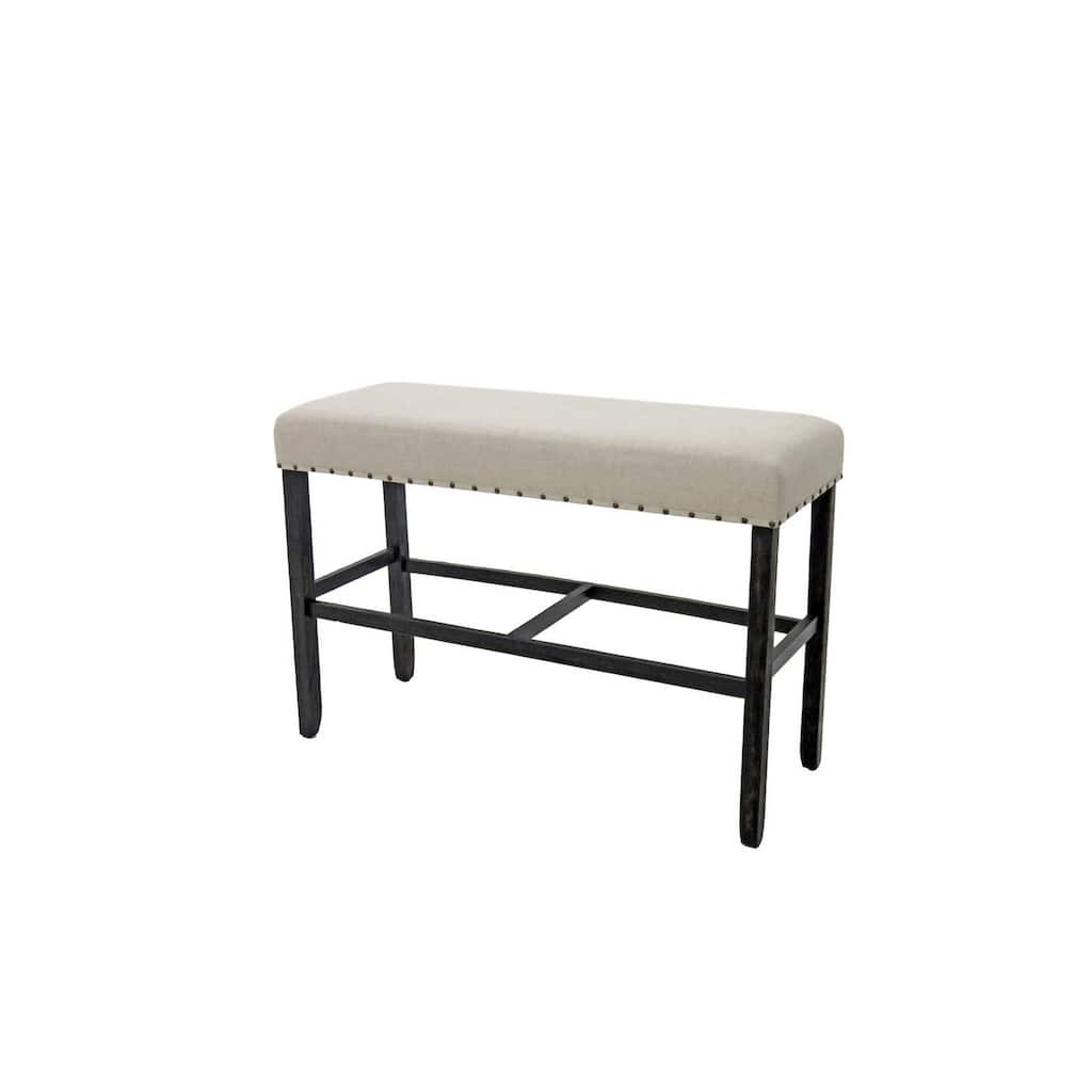 Sania II Rustic Counter Ht. Bench, Antique Black Finish