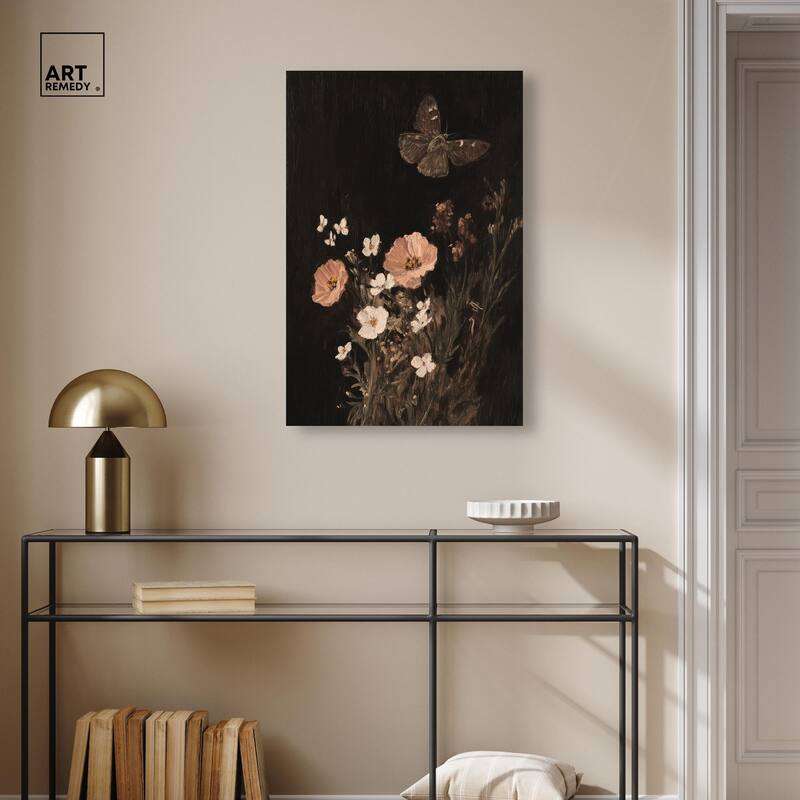Poppy and Moth I Canvas by Art Remedy, Gallery Wrapped