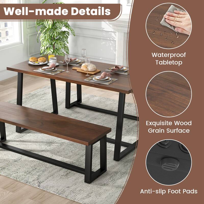 Costway 63" Large Dining Table for 4-6 People with Heavy-duty Metal - See Details