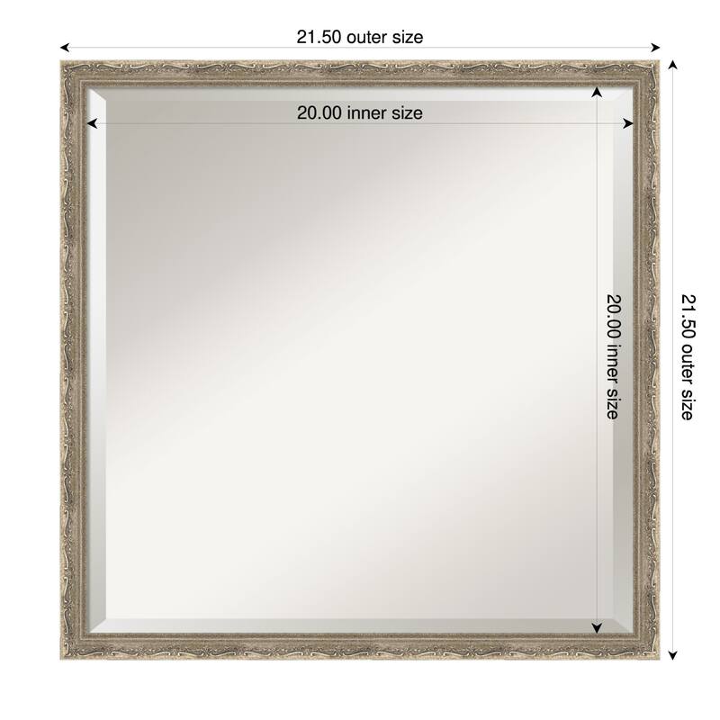 Mila Beveled Wood Framed Bathroom Vanity Wall Mirror - 22 x 22 in - Mila Dark Silver