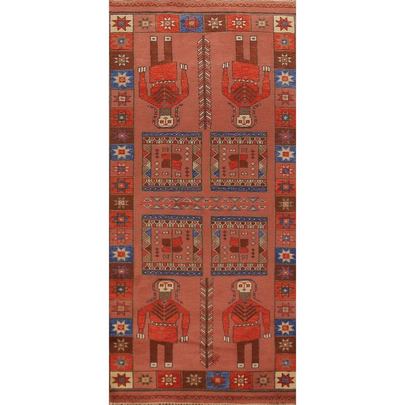 Tribal Kazak Indian Runner Rug Hand-Knotted Wool Carpet - 3'11"x 9'10"