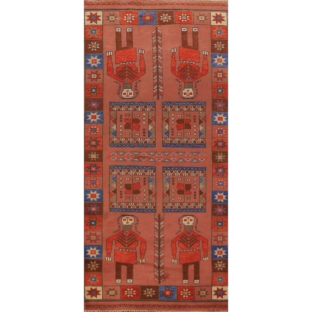 Tribal Kazak Indian Runner Rug Hand-Knotted Wool Carpet - 3'11"x 9'10"