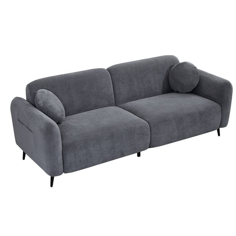 83.9" Chenille Sofa with Storage Pockets, 2-3 Seat Couch for Apartment or Living Room
