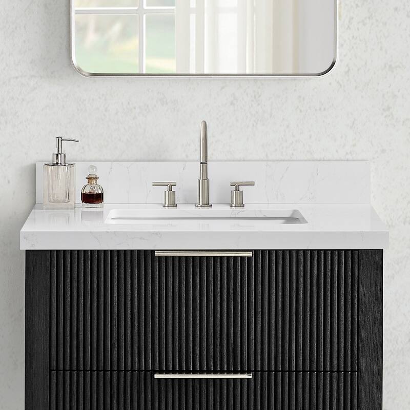 Jaen Composite Stone Vanity Top with White Rectangular Sink