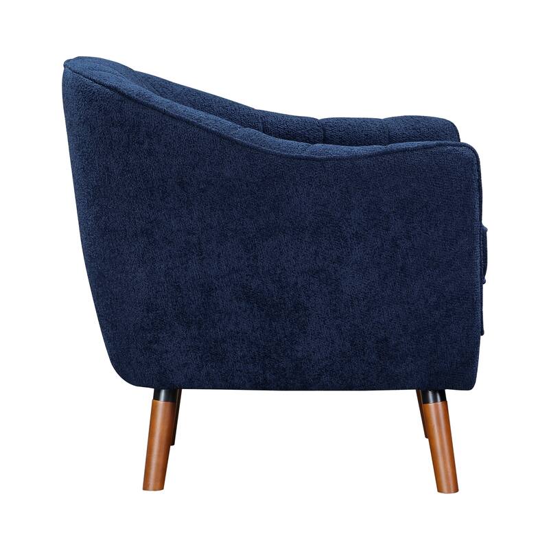 Mid-Century Modern Chenille Armchair with Channel Stitching