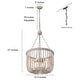 preview thumbnail 5 of 5, Boho Wood Beads 4-light Chandelier Empire Weathered Coastal Ceiling Light for Dining Room - D15.5"*H87"