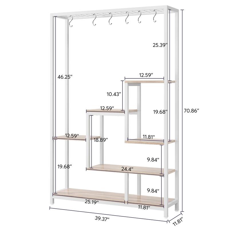 5-Tier Tall Indoor Plant Stand, Large Plant Shelf with 10PC S Hanging Hooks