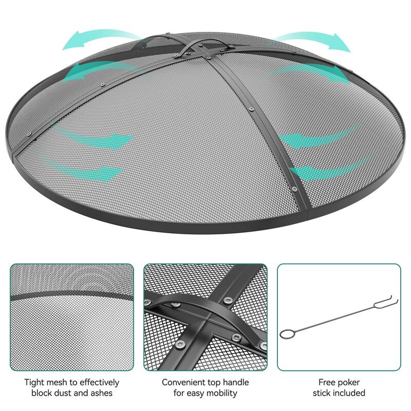 Moasis 30" Easy Access Fire Pit Spark Screen Lid Protector