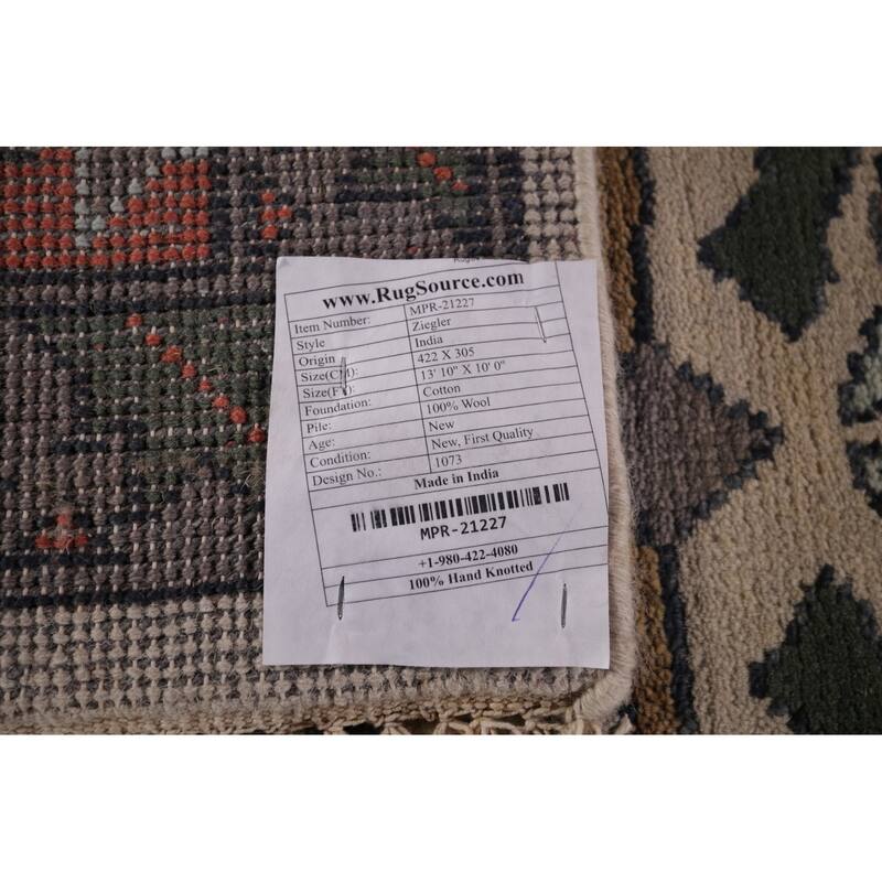 Animal Pictorial Ziegler Indian Large Area Rug Handmade Wool Carpet - 10'0"x 13'10"