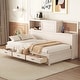 preview thumbnail 1 of 11, Twin Size Relaxation Daybed with Drawers & Sockets & Shelf White - Twin