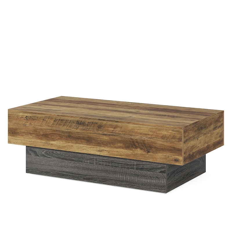 55-Inch Wood Coffee Table, Large Rectangle Tea Table, Center Table for Living Room, Office Reception