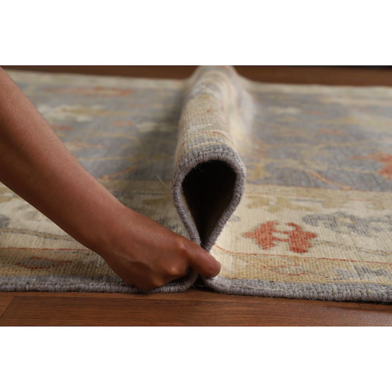 Hand Knotted Oriental 100% Wool Carpet Transitional All-Over Greys & Charcoal Oushak Area Rug - 9' 9'' X 8' 3''